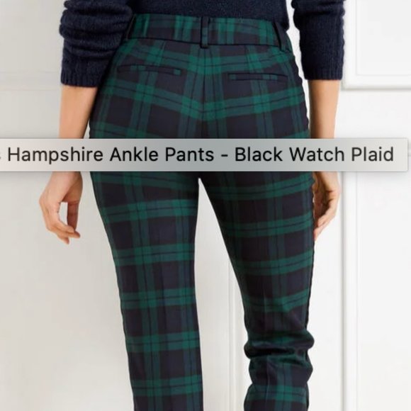 NWT TALBOTS HAMPSHIRE ANKLE PANTS WITH VELVET  BLACK WATCH PLAID - Picture 4 of 5
